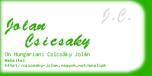jolan csicsaky business card